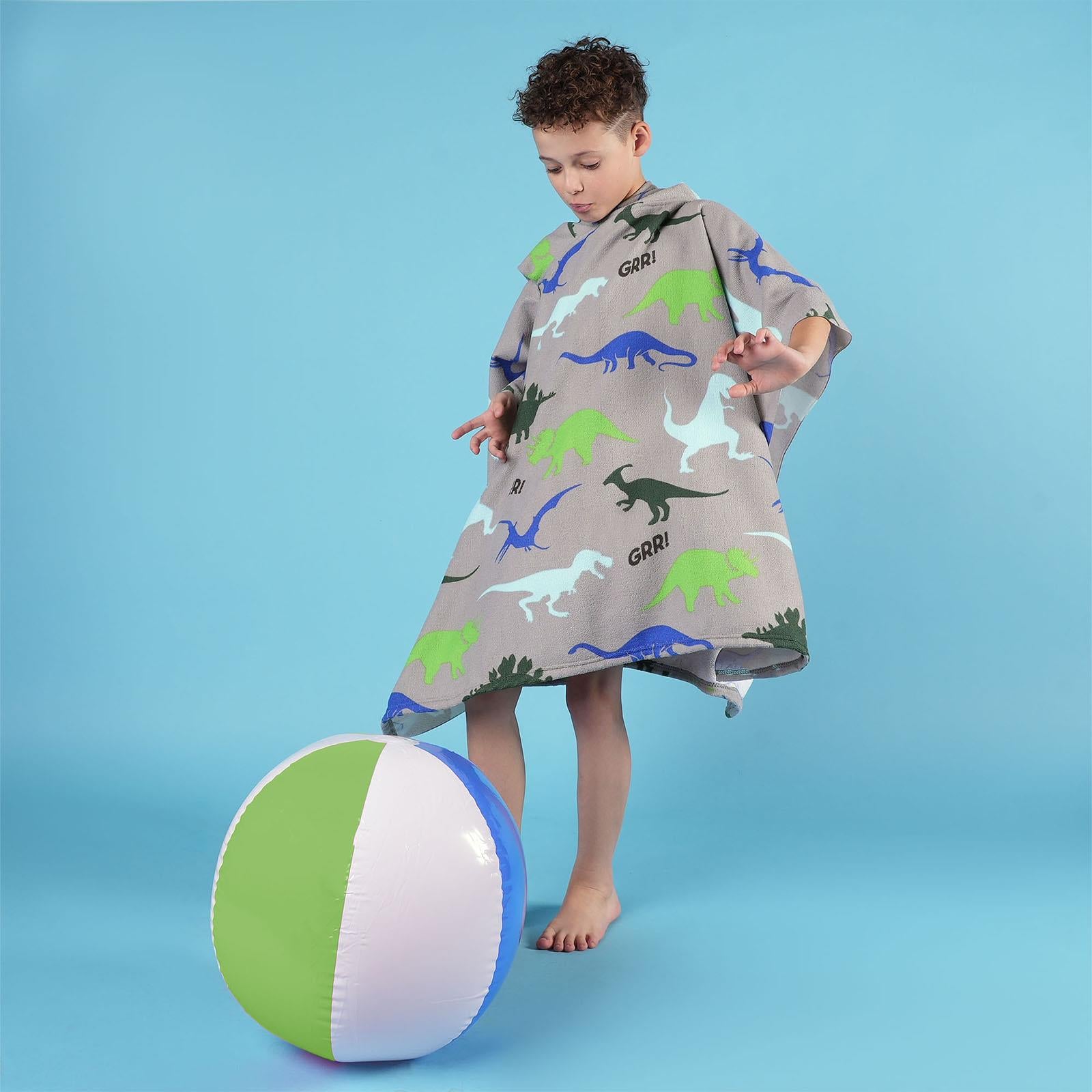 Kids Poncho Beach Towel Hooded Quick Dry Microfibre Holiday Swimming Absorbent