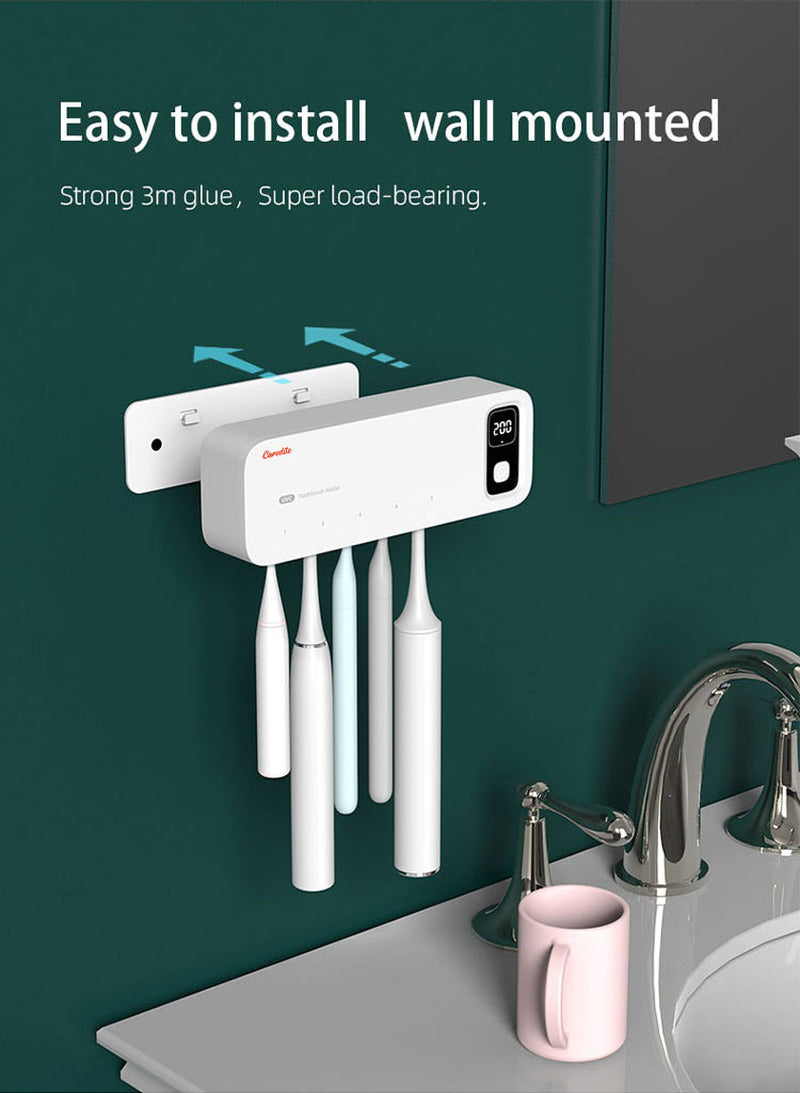 Caredite 2023 Toothbrush Sterilizer Holder with New Multi Colors, Fast Drying Professional Home Toothbrush Sterilizer Protect Your Family Oral Health Bathroom Wall-Mounted Adjustable