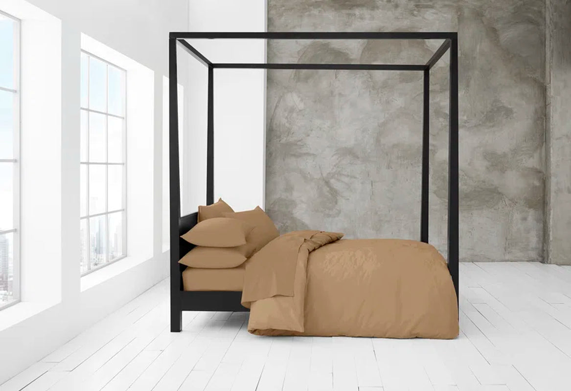 Cotton Blend Solid Colour Duvet Cover with Pillowcases