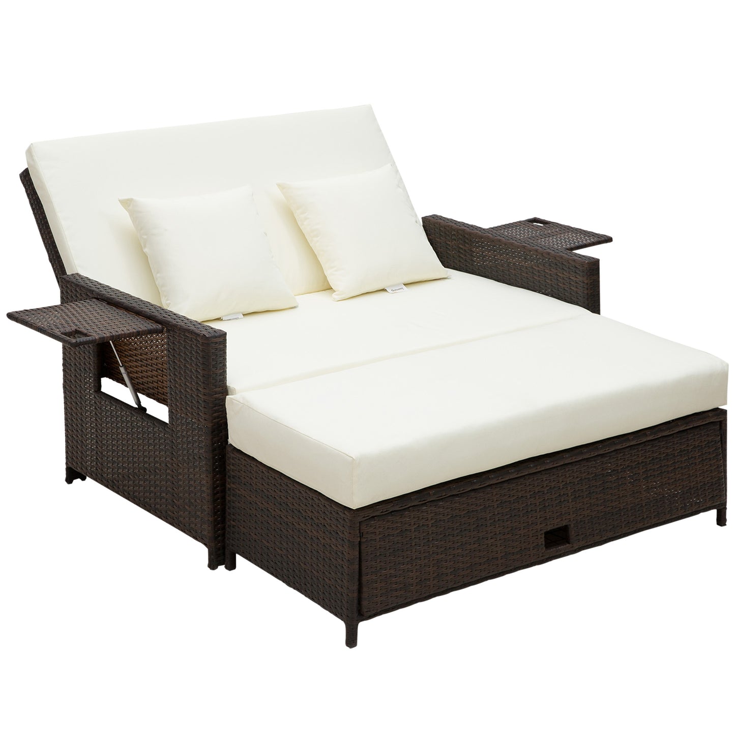 Garden Rattan Furniture Set 2 Seater Patio Sun Lounger Daybed Sunbed
