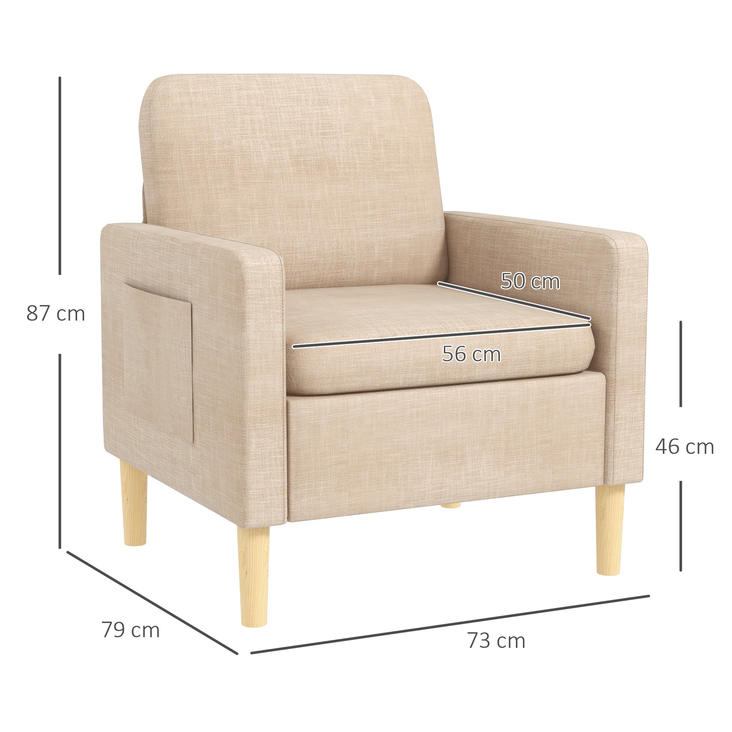 Modern Armchair Fireside Chair Upholstered Accent Chair for Living Room