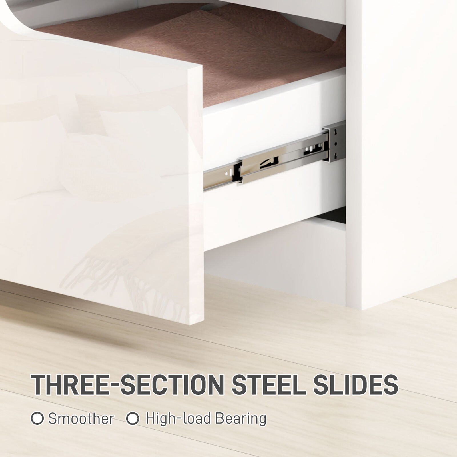 Modern Bedside Table with 2 Drawers for Bedroom, Living Room, White