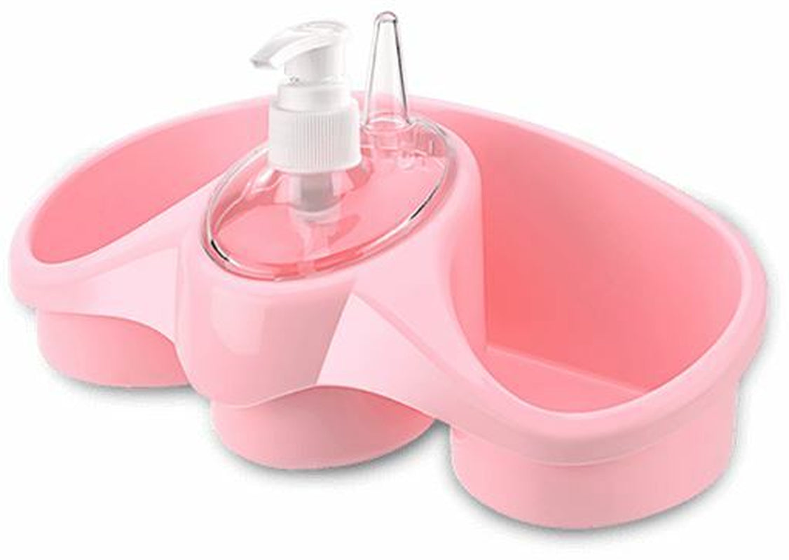 Washing up Liquid Soap Dispenser and Sponge Holder Plastic for Kitchen Bathroom