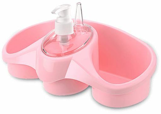Washing up Liquid Soap Dispenser and Sponge Holder Plastic for Kitchen Bathroom