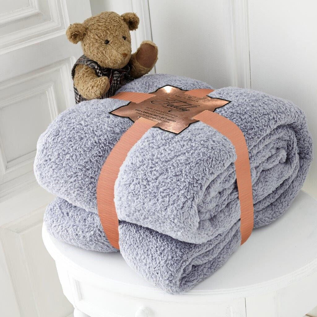 TEDDY BEAR FLEECE THROW over BED LARGE BEDSPREAD SOFT CUDDLY WARM SOFA BLANKET