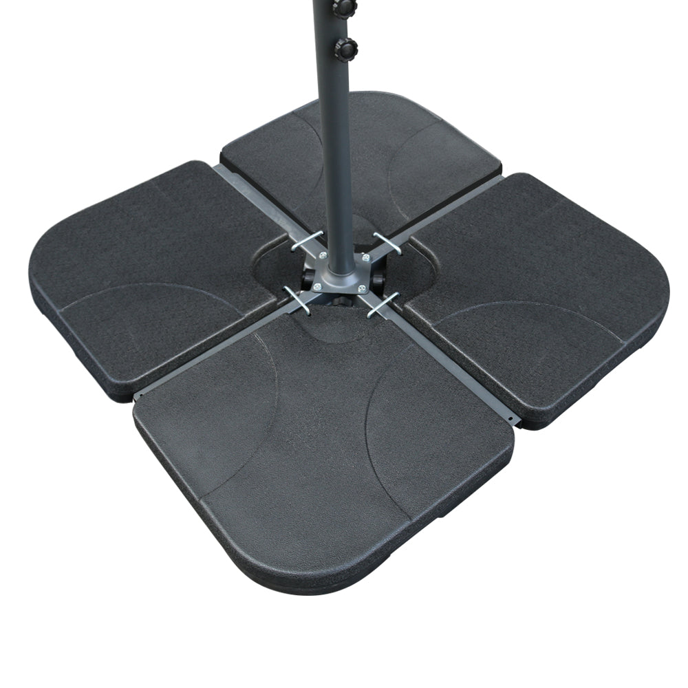 3M LED Powered Banana Parasol Outdoor Garden Hanging Cantilever Umbrella Crank