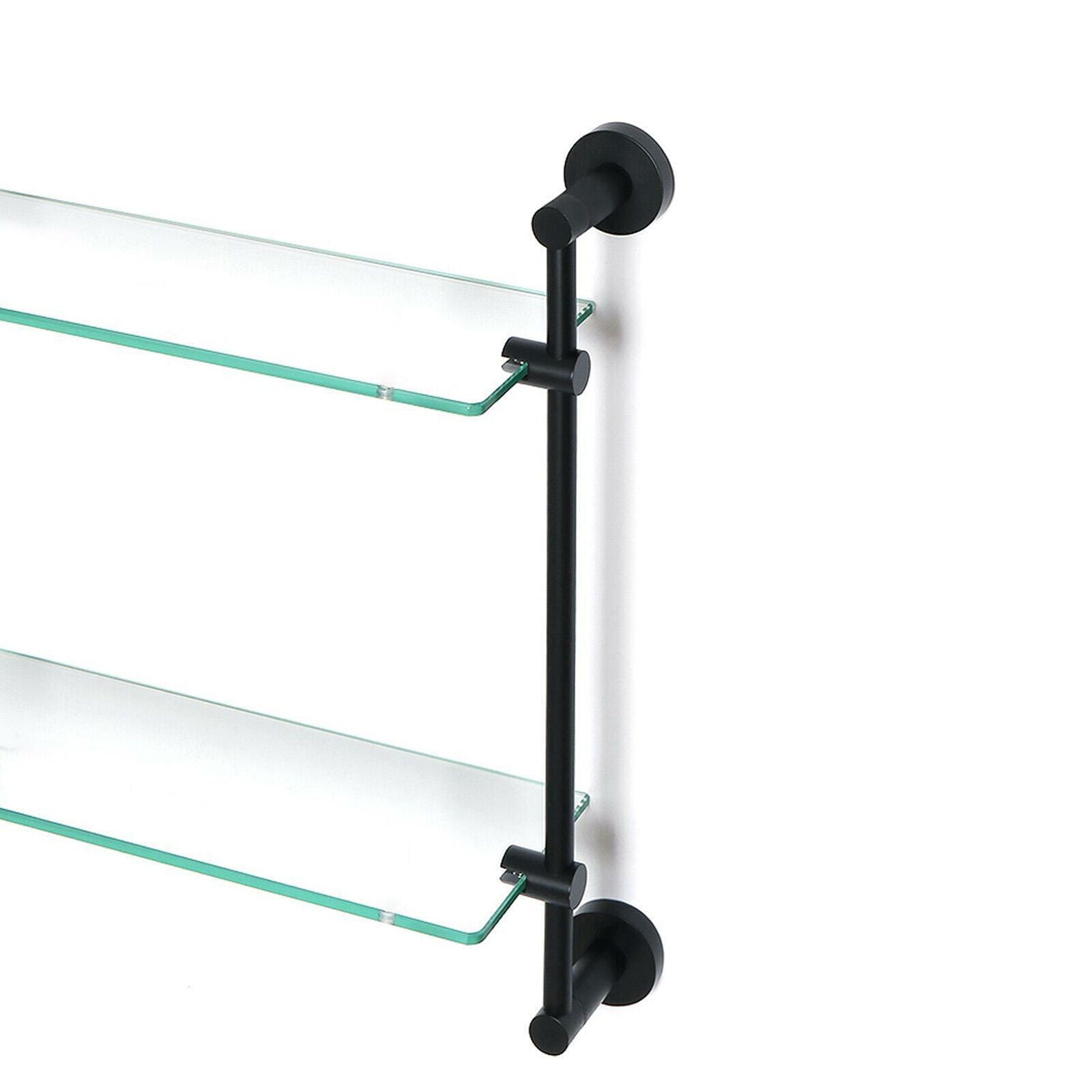 Modern round Black Matte Double Glass Shelf