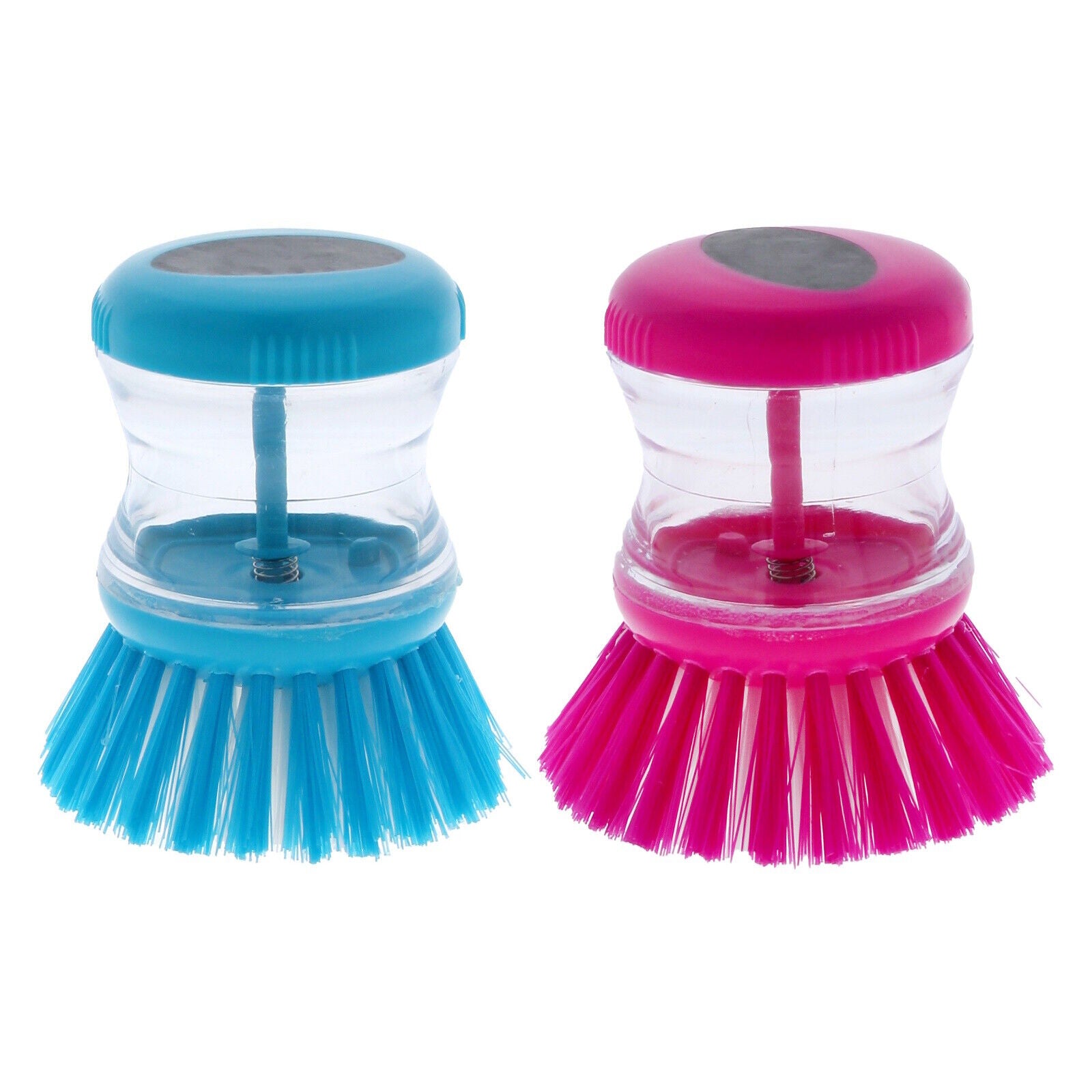 2X Kitchen Liquid Soap Dispenser Dish Washing up Brushes Scrubber Cleaning Tools