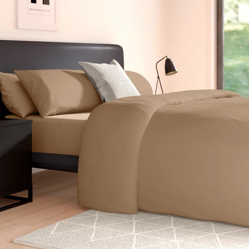 Cotton Blend Solid Colour Duvet Cover with Pillowcases