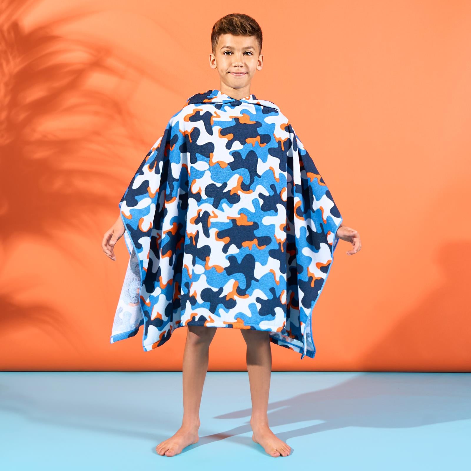 Kids Poncho Beach Towel Hooded Quick Dry Microfibre Holiday Swimming Absorbent