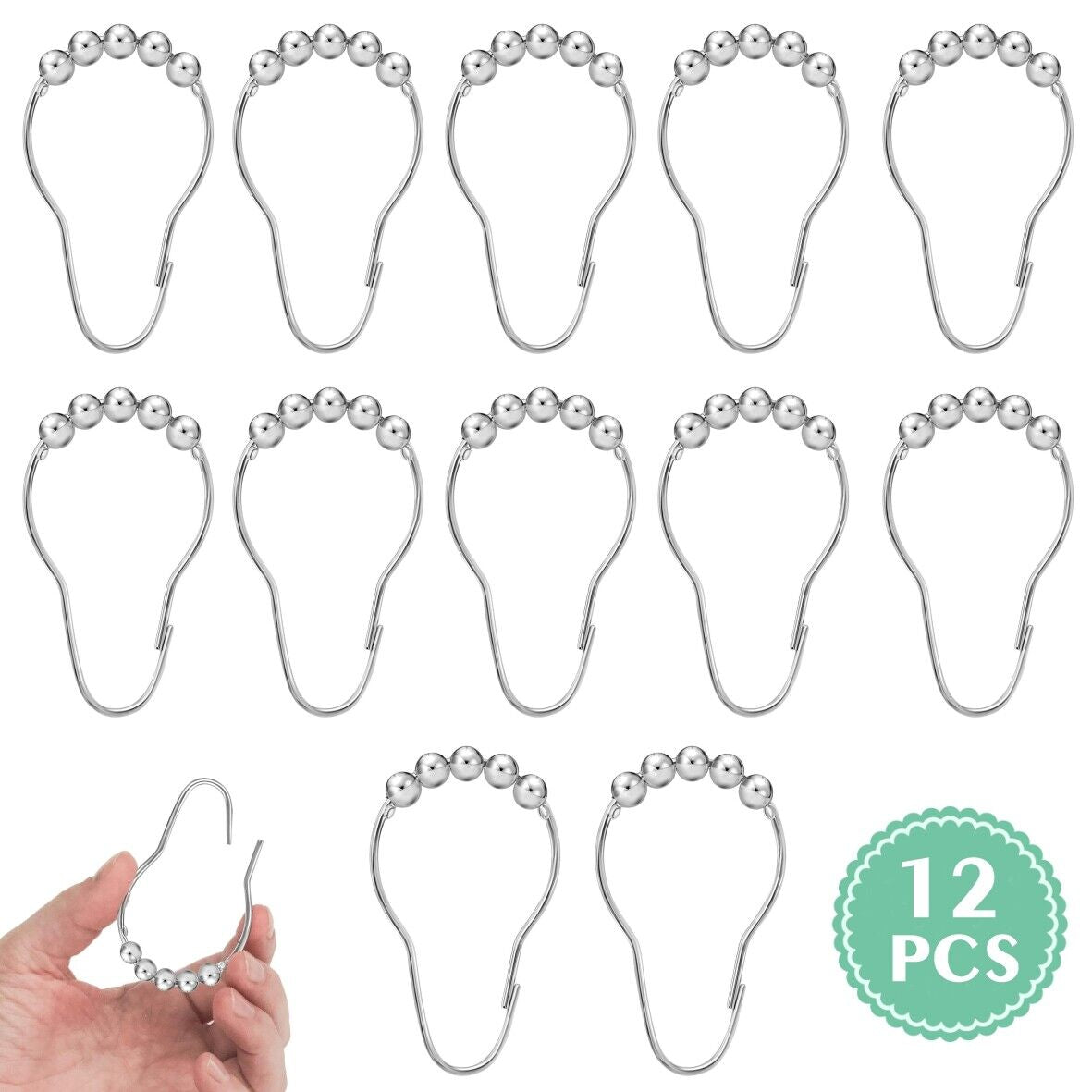 New Waterproof Polyester Fabric Bathroom Shower Curtain Sheer Panel 12 Hooks