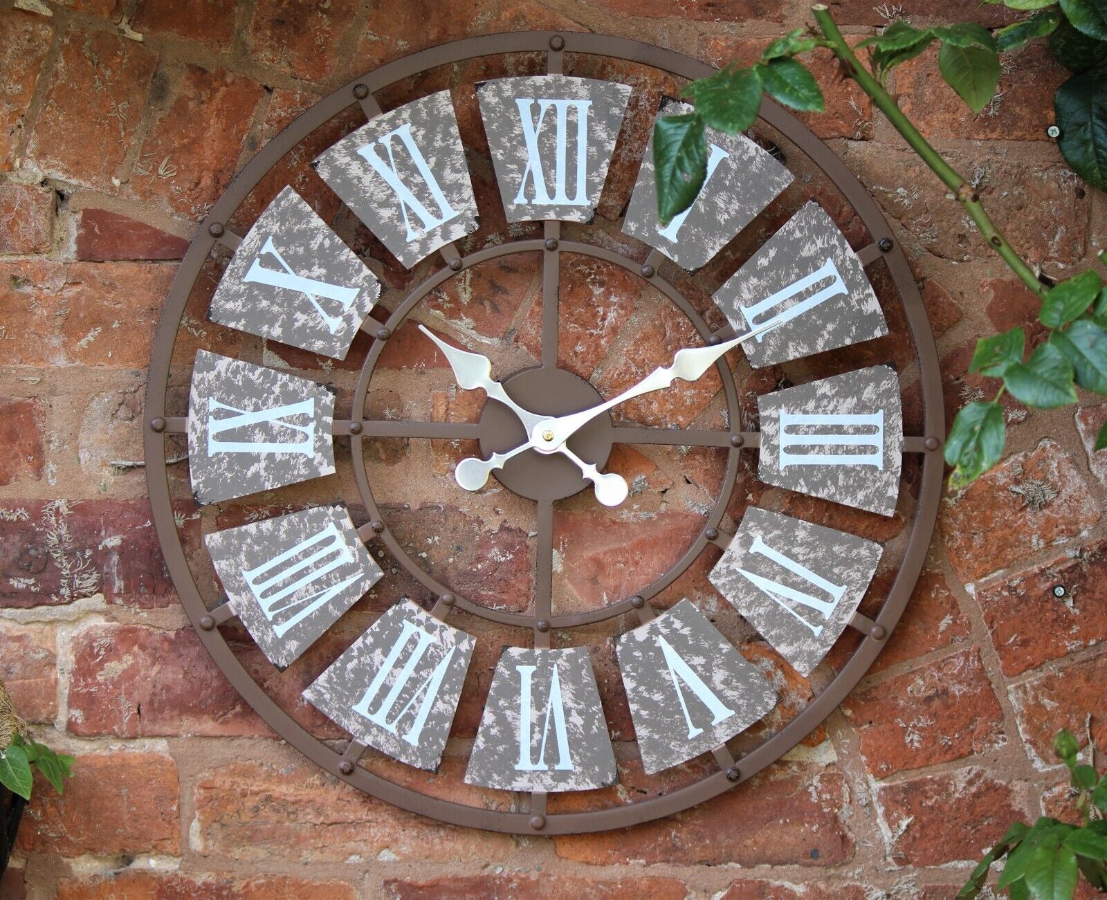 GARDEN WALL CLOCK LARGE INDOOR OUTDOOR GIANT OPEN FACE METAL 58CM