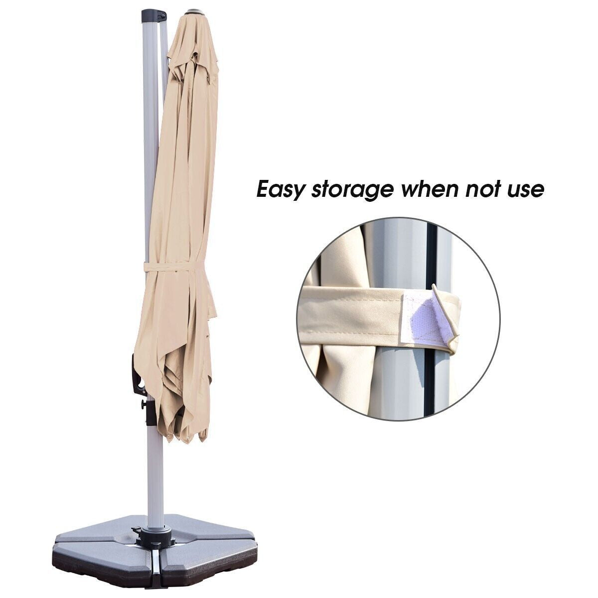 3M Cantilever Garden Parasol with Tilted Design and 360° Rotation