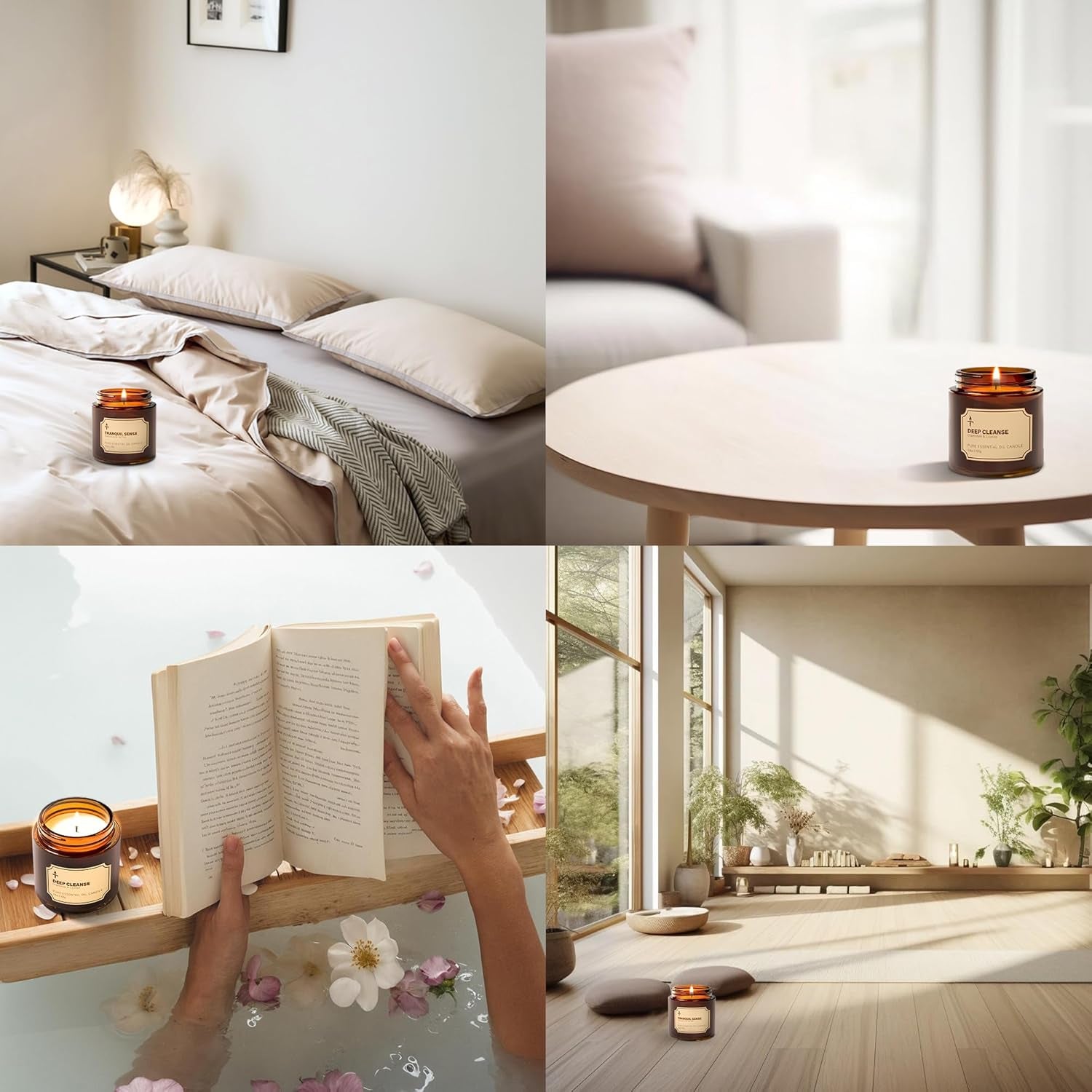 Scented Candles for Living Room, 2 Pack 3.5Oz Soy Wax Candles for Home Scented, Deep Cleanse & Tranquil Sense Aromatherapy Candle Gift Set, Relaxation Gifts for Women