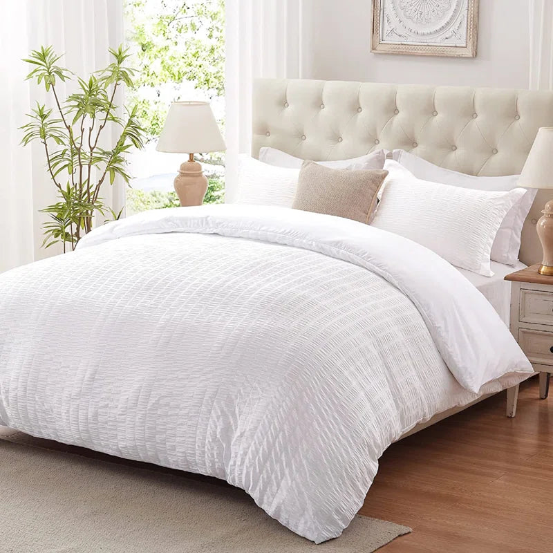 Seersucker Duvet Cover Set with Pillowcases