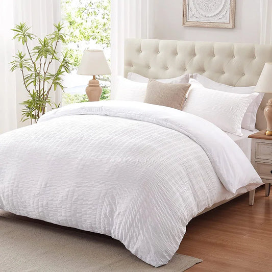 Seersucker Duvet Cover Set with Pillowcases