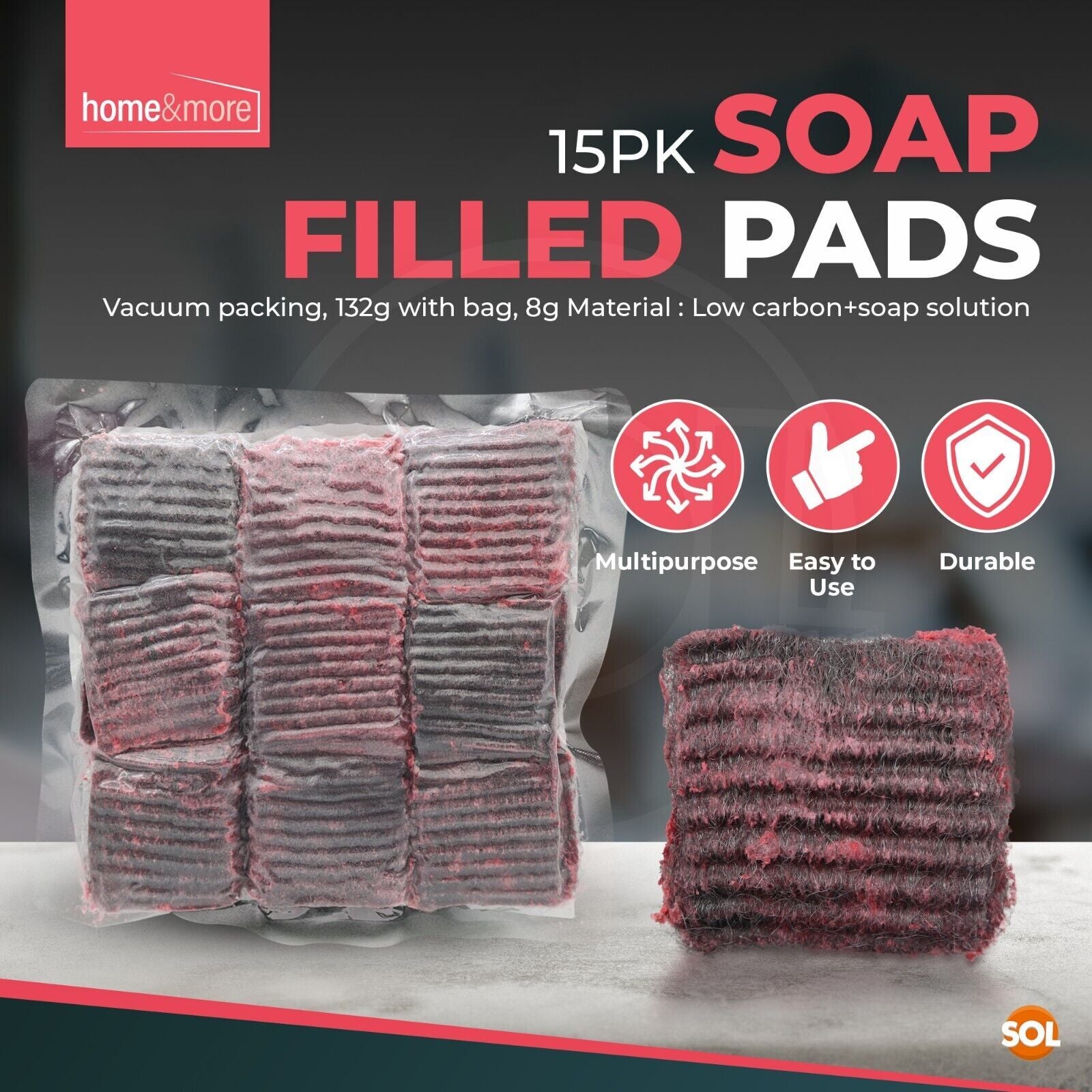 15-120 Soap Filled Pads Sponge Scourer Steel Wool for Household Kitchen Cleaning