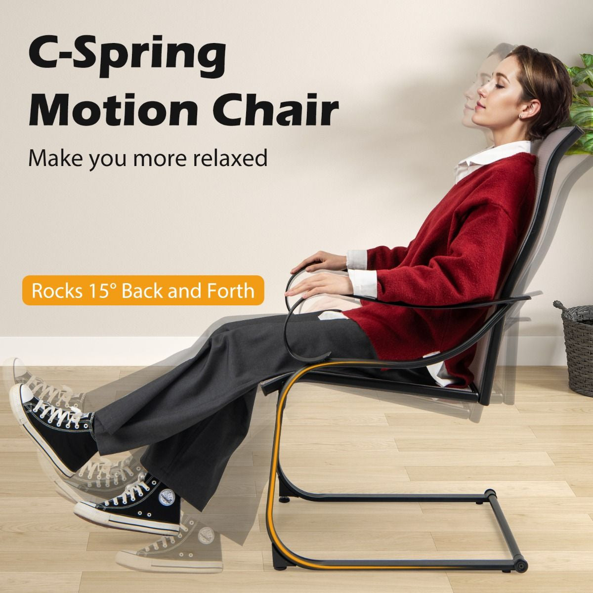 Patio Outdoor C-Spring Dining High-Back Chairs Set of 2