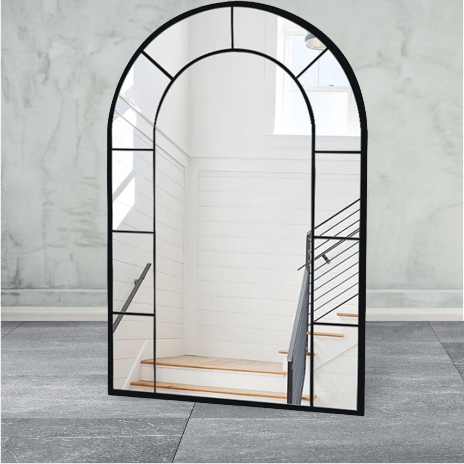 Framed Arched Mirror Wall Mounted Cast Iron Large Mirror Indoor Outdoor Garden