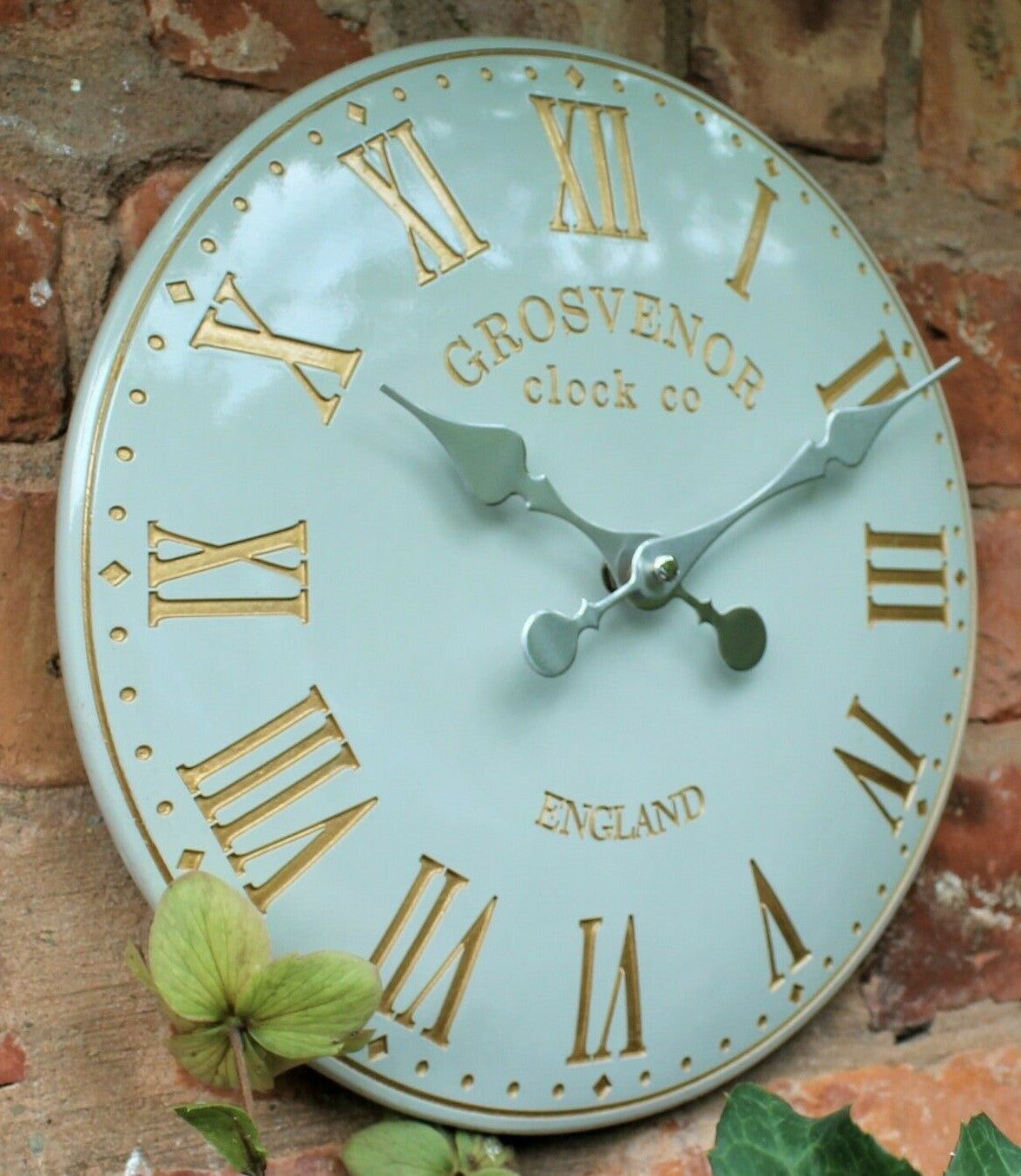 Wall Clock Grey Garden Indoor Outdoor Hand Painted Church Clock Roman 38Cm