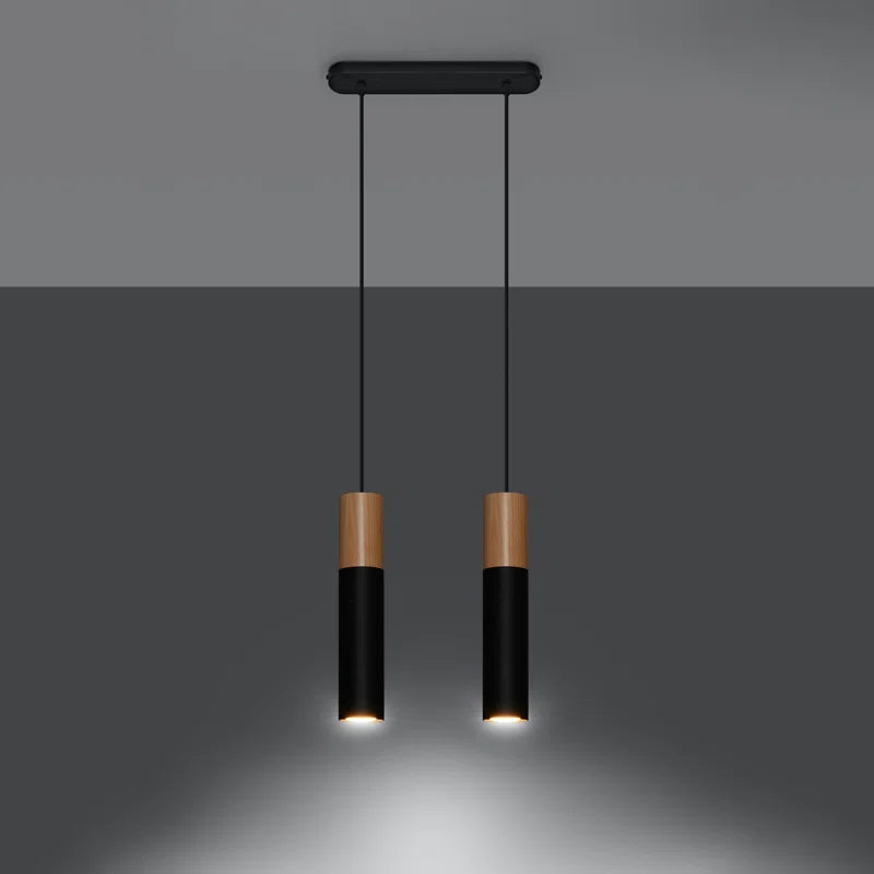 Dubin 2 - Light Kitchen Island;Cylinder;Cluster Cylinder Pendant with Wood Accents