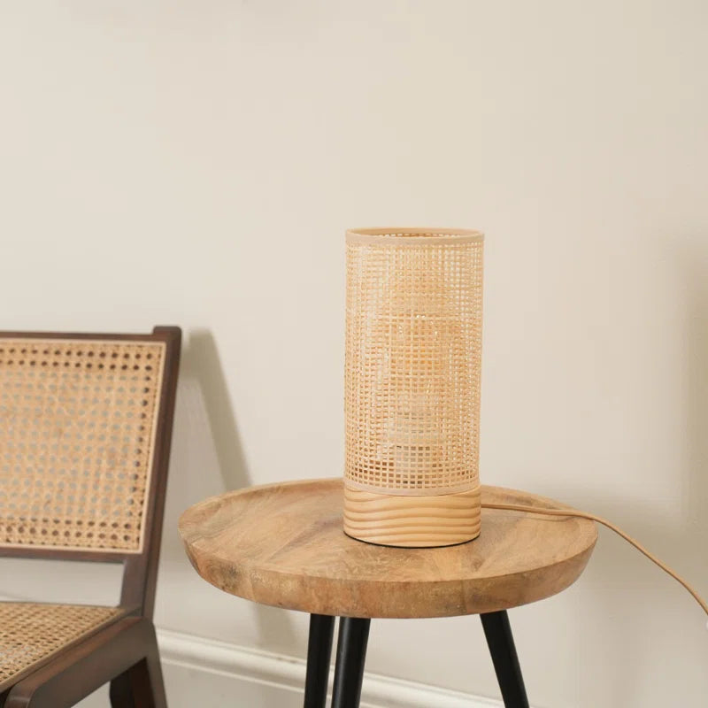 Rollyn Pair of Natural Bamboo Shade Wooden Table Lamps