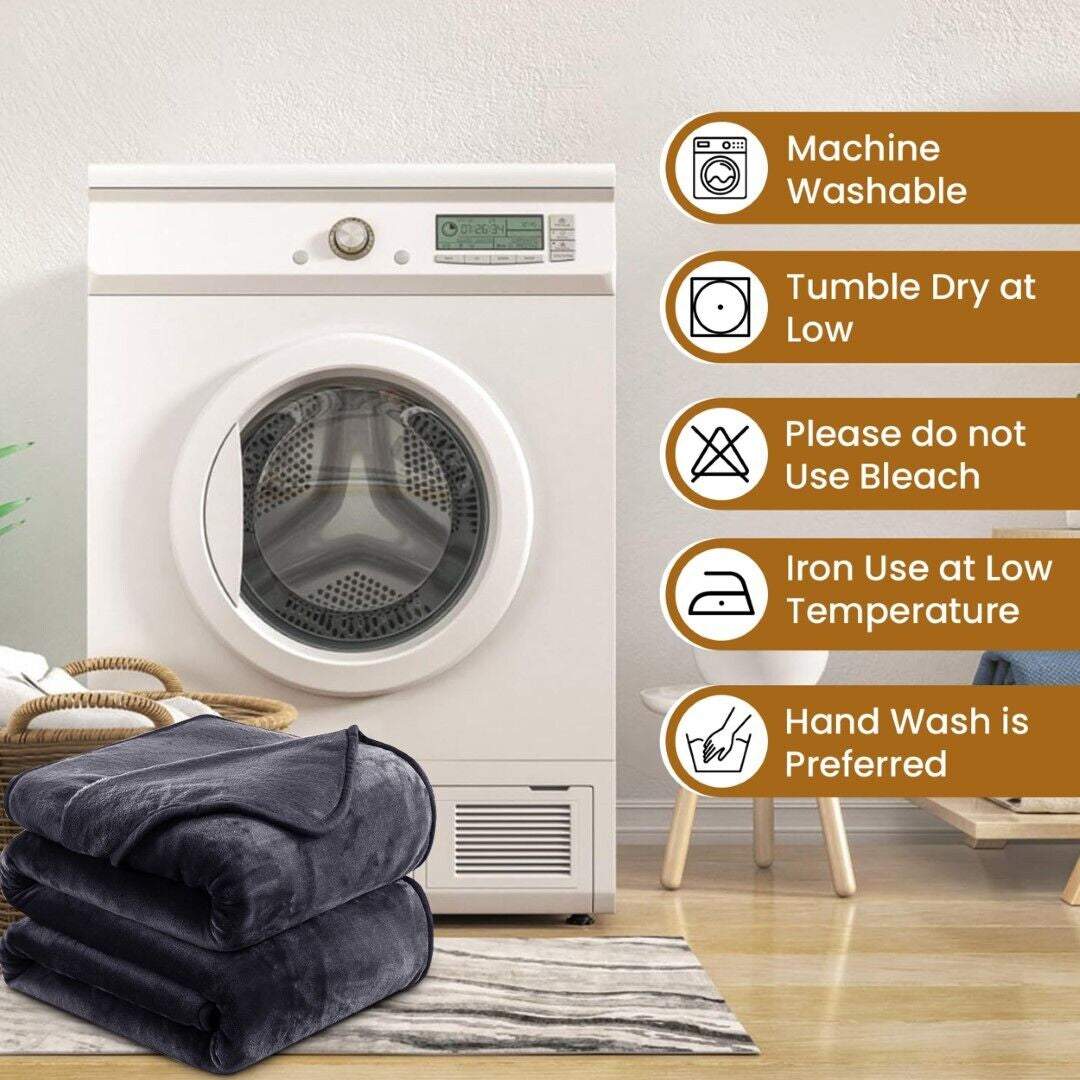 Large Fleece Blanket Throw Reversible Soft Warm Bed Sofa Blanket Double & King