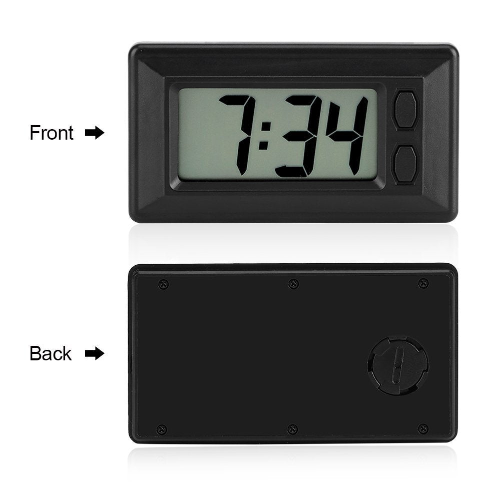 Digital Car Dashboard Clock Ultra-Thin LED Alarm Clock Battery Operated Portable Timer Sticker Adhesive Pad Clock Date Calendar