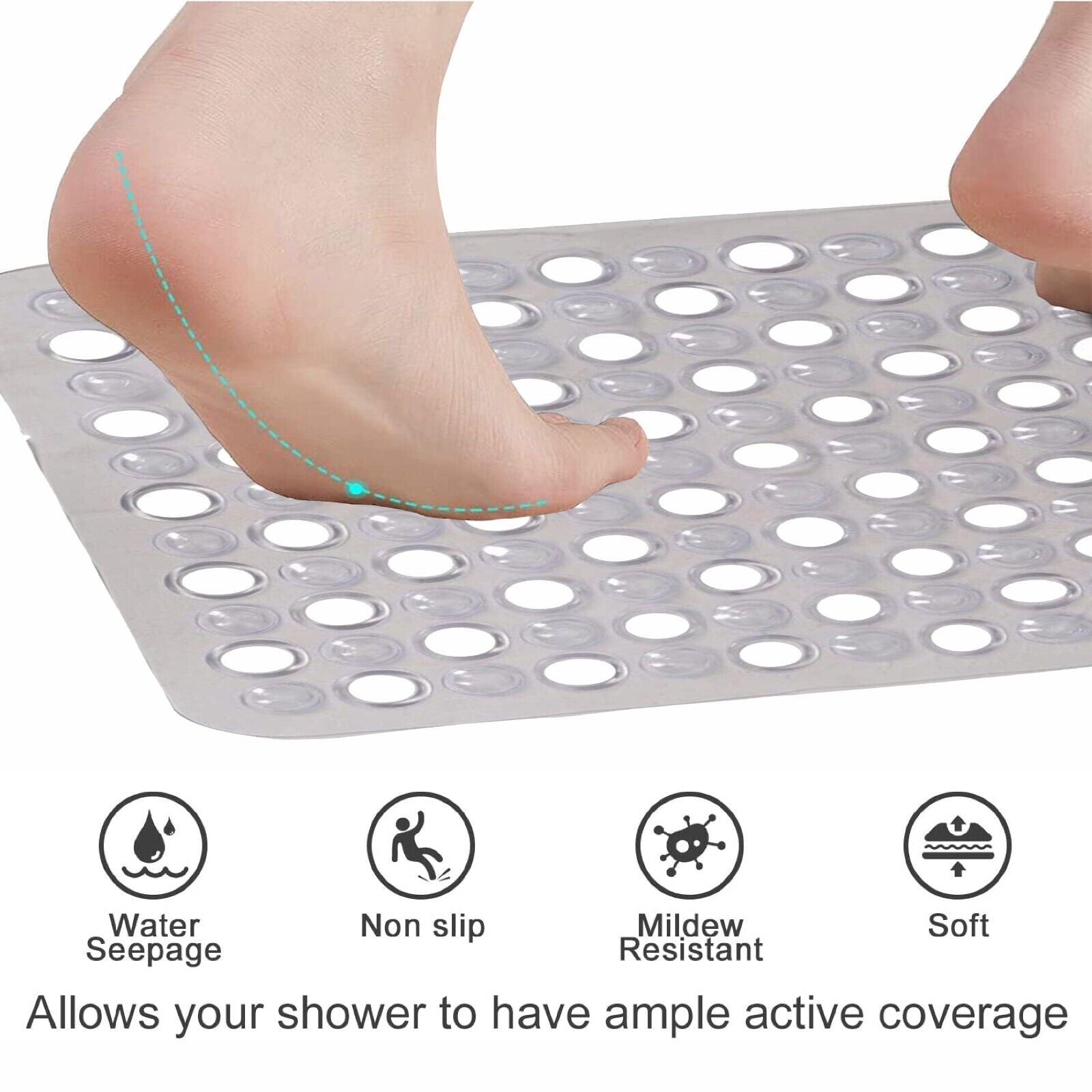 BATH SHOWER MAT NON SLIP PVC BATHROOM RUBBER MATS anti SLIP SUCTION 43 X 43 Cm