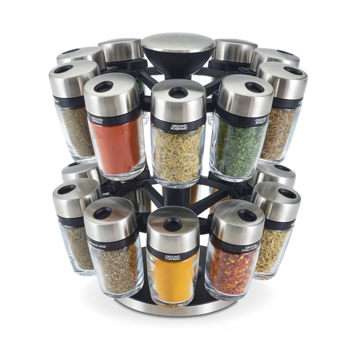 20 Jar Filled Spice Rack Carousel