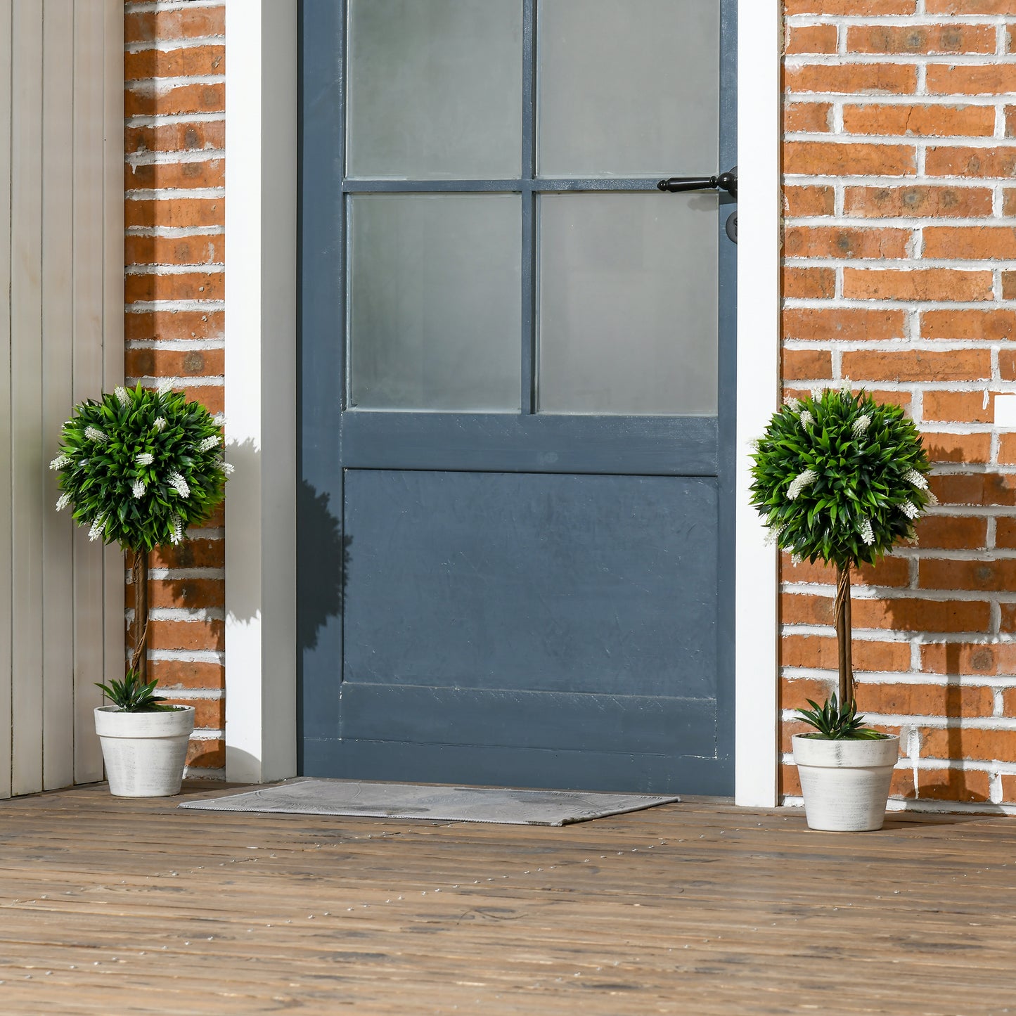 Set of 2 Decorative Artificial Plants Ball Trees with Flower