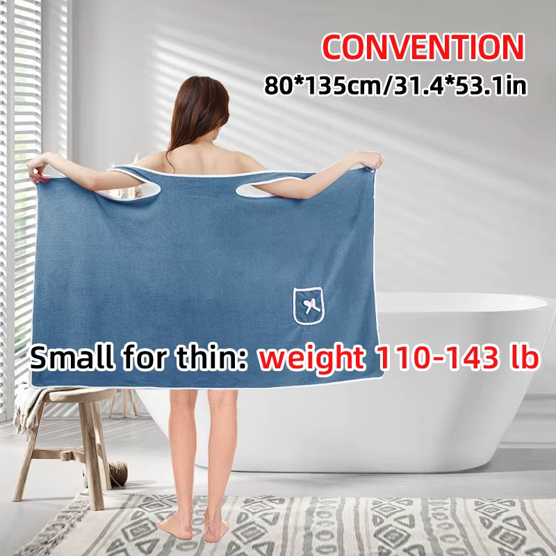 Womens Bath Towels Girls Wearable Fast Drying Bathing Beach Spa Bathrobes Wash Clothing, Shower Bath and Gym Towel