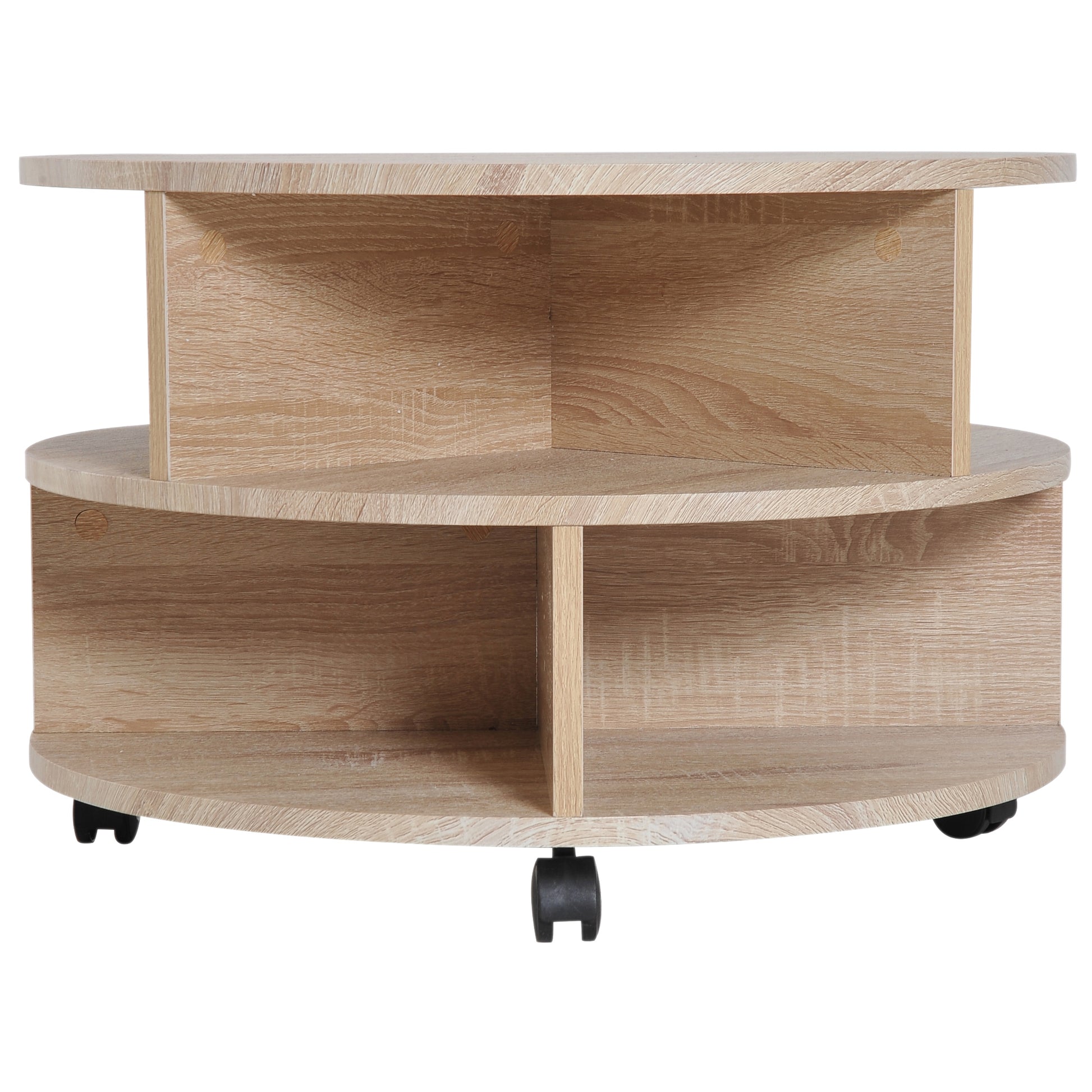 3 Tier round Coffee Table with Storage Shelves for Living Room