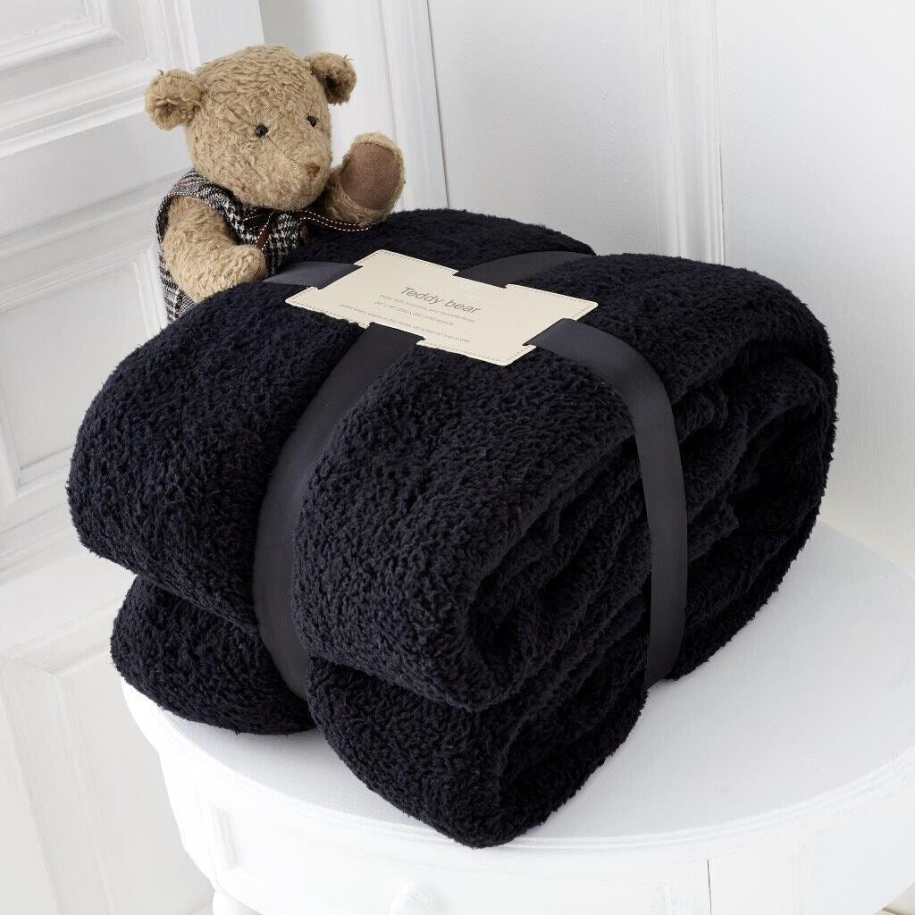 TEDDY BEAR FLEECE THROW over BED LARGE BEDSPREAD SOFT CUDDLY WARM SOFA BLANKET