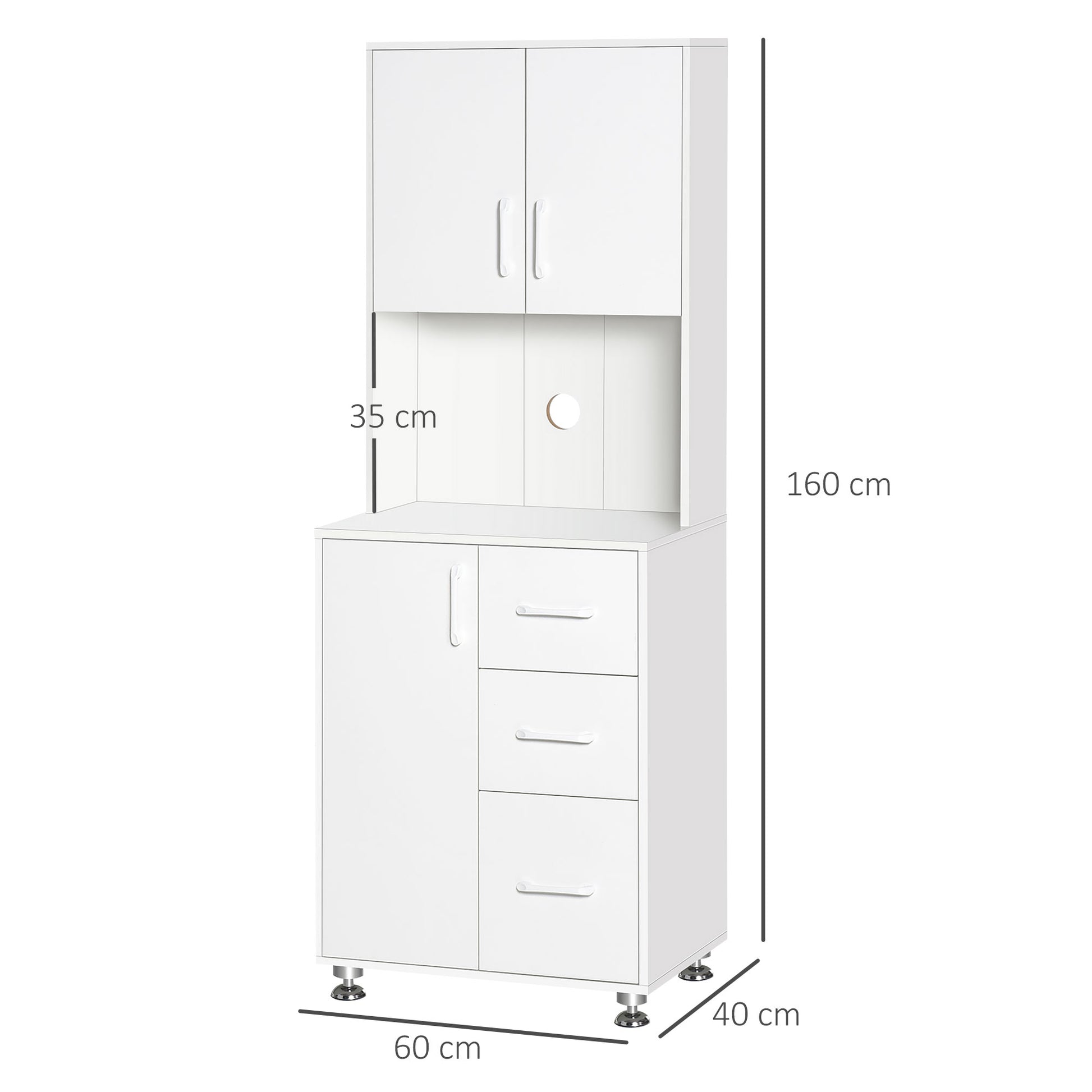 Modern Kitchen Cupboard with Storage Cabinets, 3 Drawers for Living Room