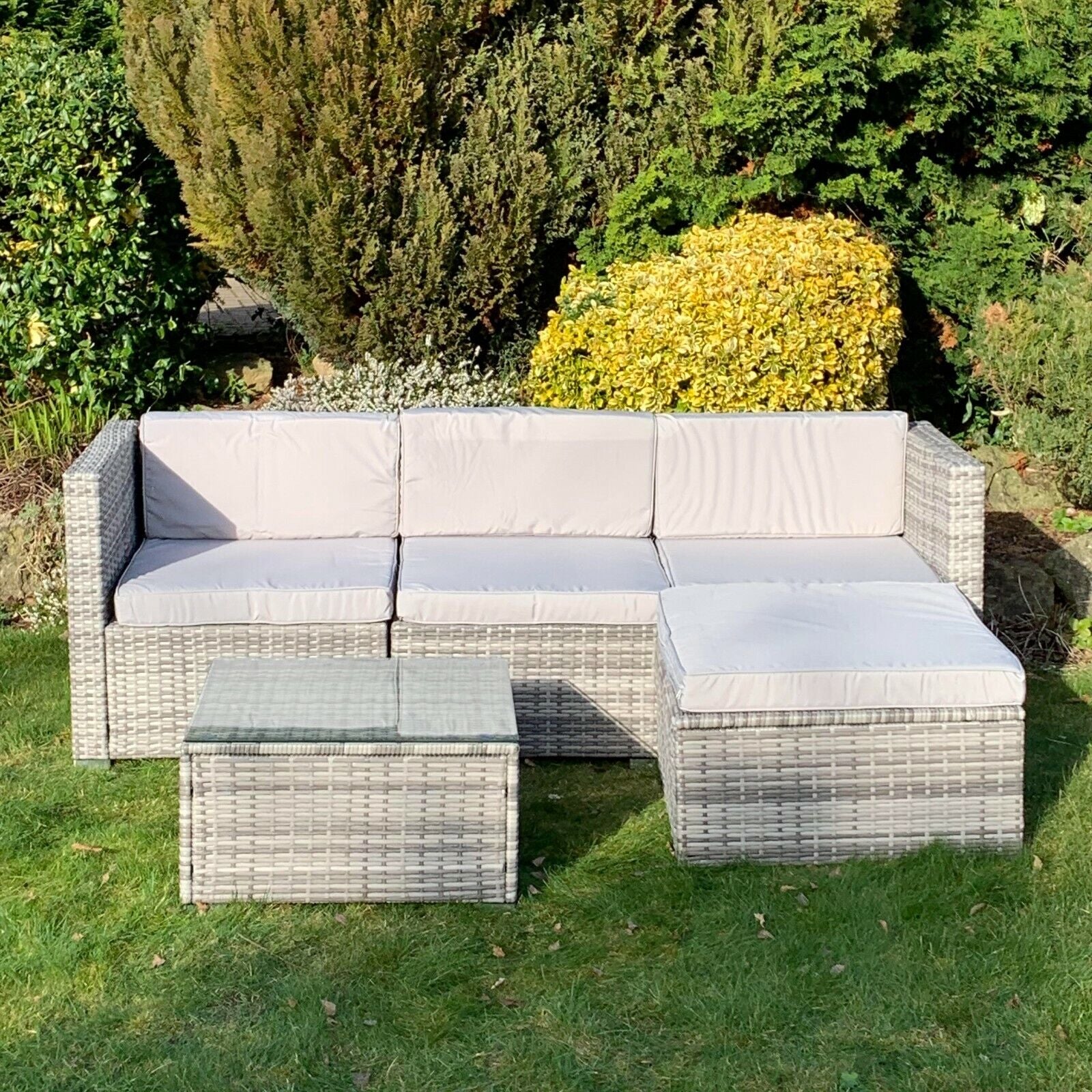 Rattan Garden Furniture Corner Sofa Lounge Set with Cushions for Indoors/Outdoo