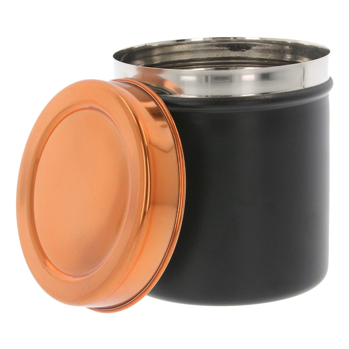 Tea Coffee Sugar Canisters Black Copper Set of 3 Kitchen Storage Jars Pots Metal
