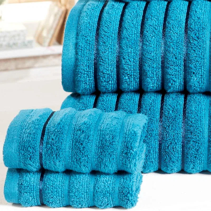 Asata 100% Cotton Ribbed Bath Towels - Set of 6