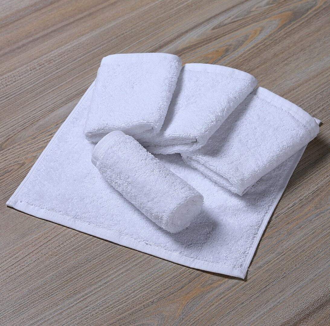 12 Piece 100% Pure Cotton & Bamboo Face Towel Set Make up Remover Cloth 30X30Cm