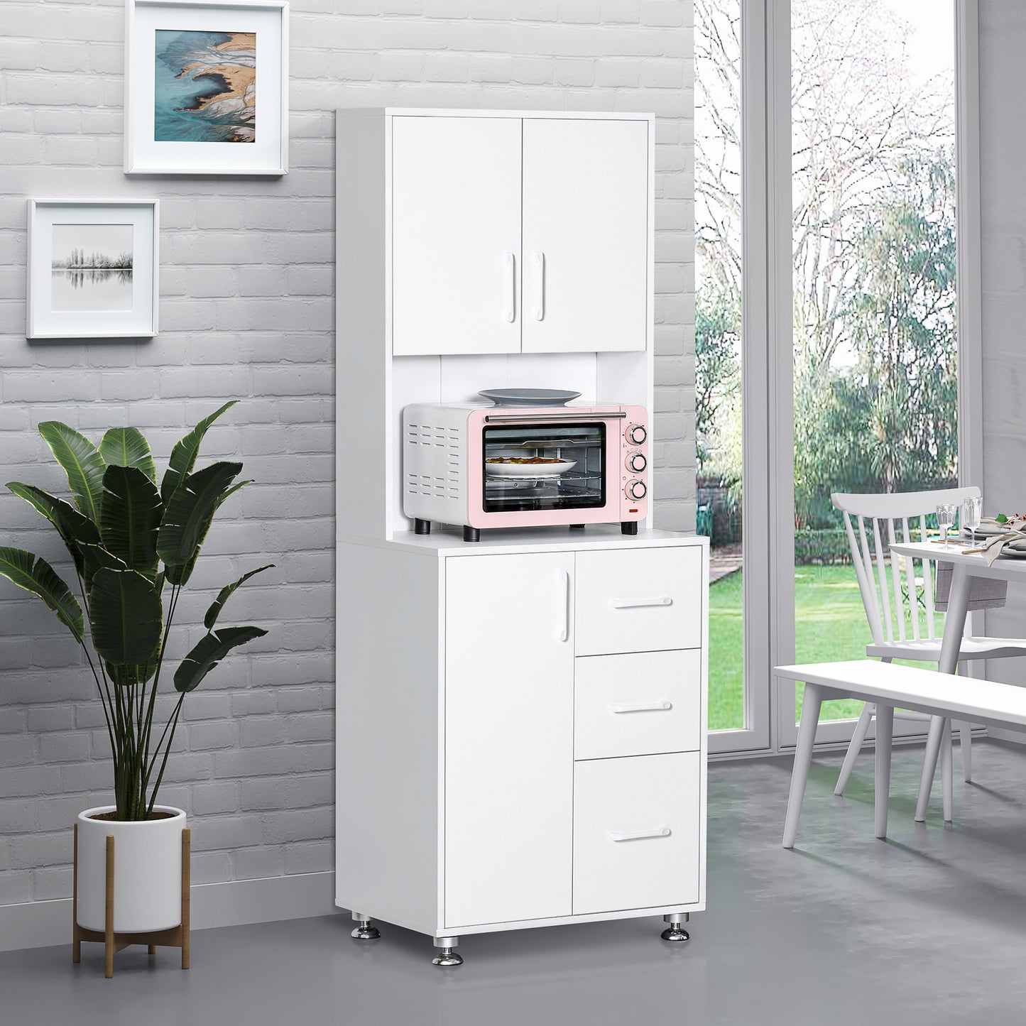 Modern Kitchen Cupboard with Storage Cabinets, 3 Drawers for Living Room