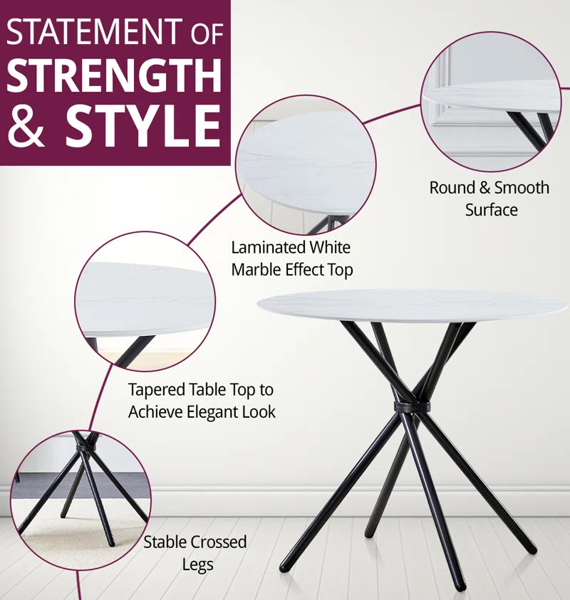 Mose Cullompton Small round Dining Table (TAB202, 90Cm) with 4 Chairs (CHA502-SGY)