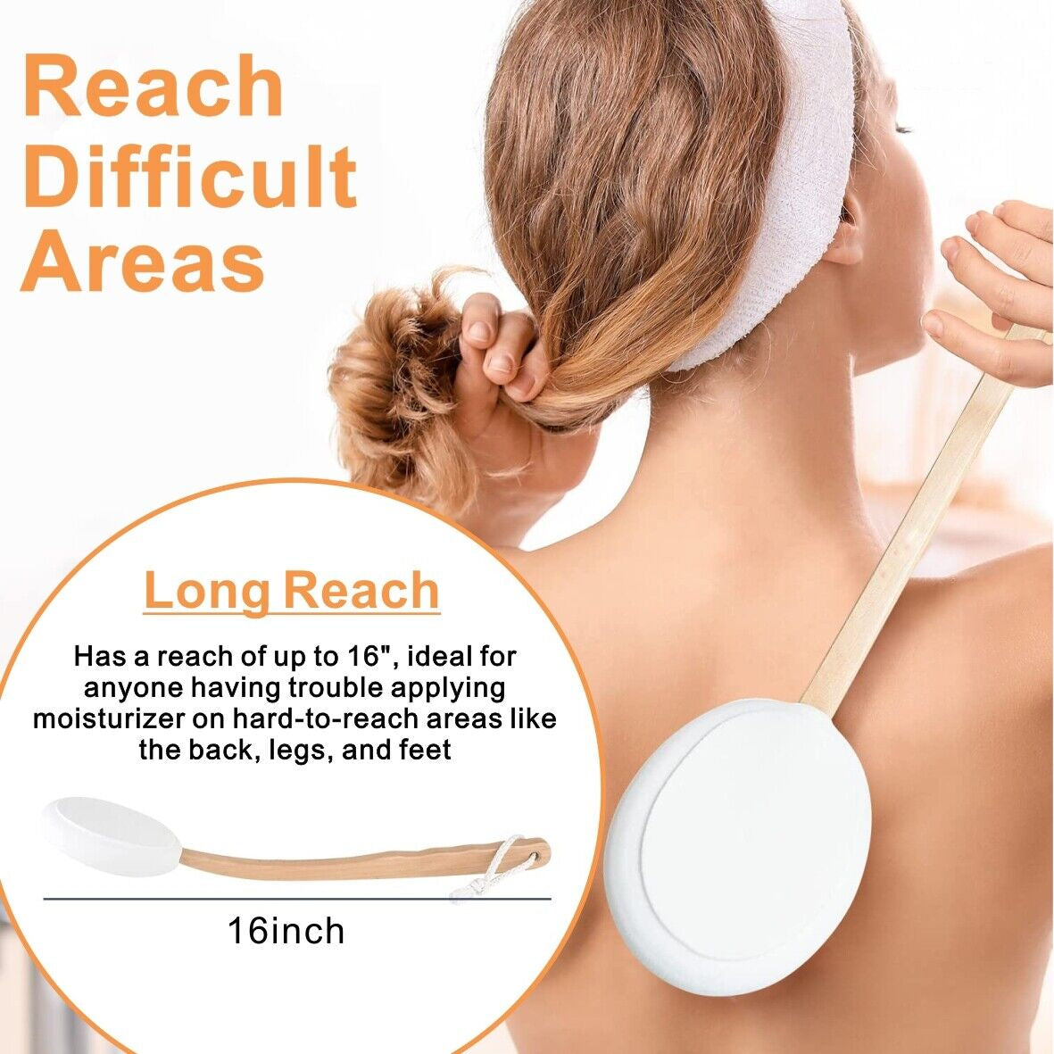 Long Handle Cream Lotion Applicator Body Massager Scrubber SPA Bath Shower Brush