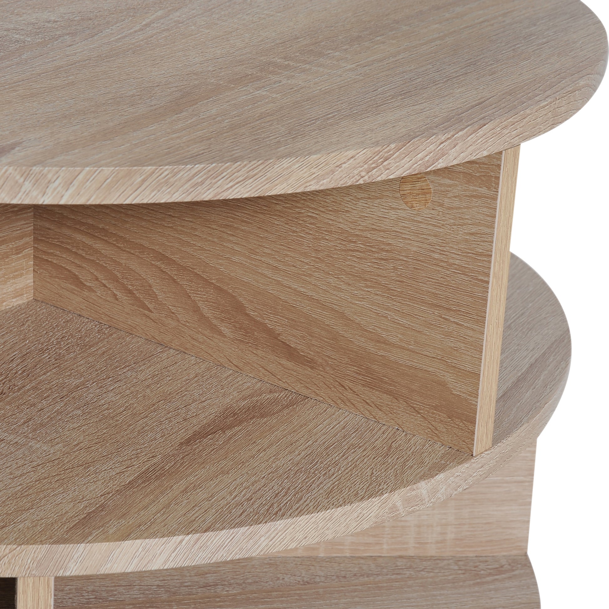 3 Tier round Coffee Table with Storage Shelves for Living Room