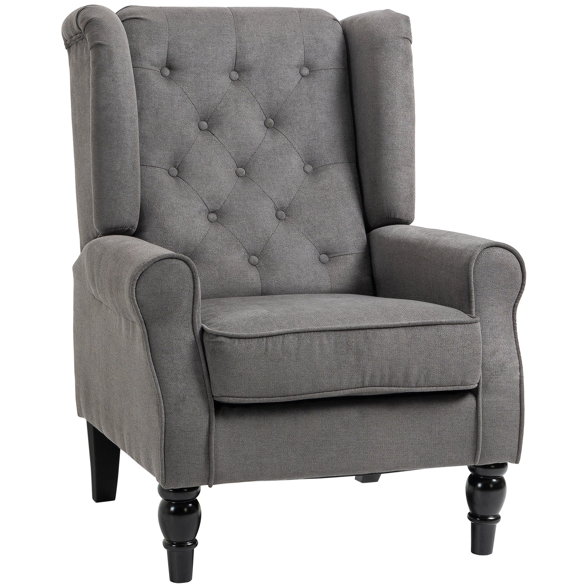 Retro Accent Chair Wingback Armchair with Wood Frame for Living Room