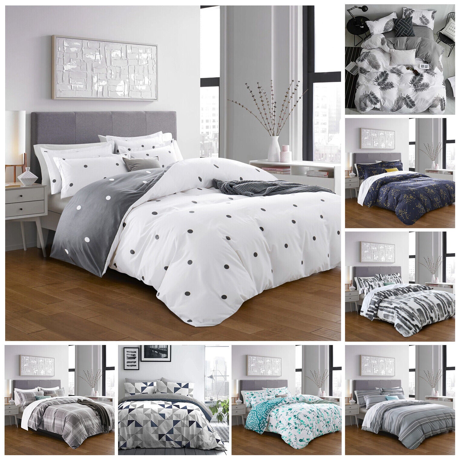 Luxury Reversible Duvet Cover Quilt Cover Bedding Set Single Double King Size