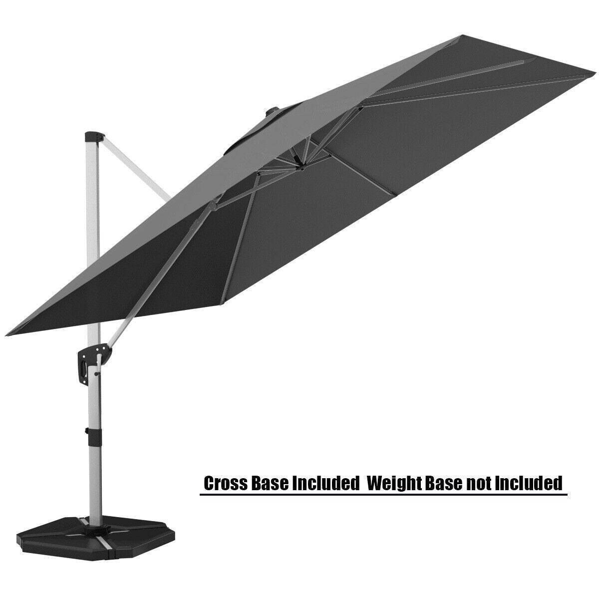 3M Cantilever Garden Parasol with Tilted Design and 360° Rotation