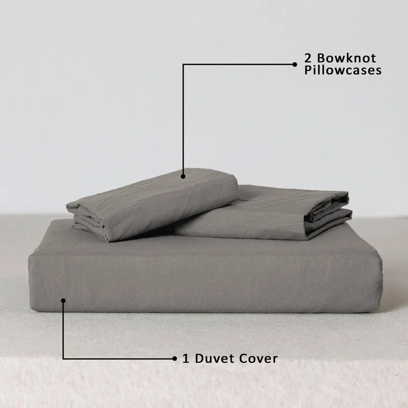 Massouda Microfiber Solid Colour Duvet Cover Set with Pillowcases