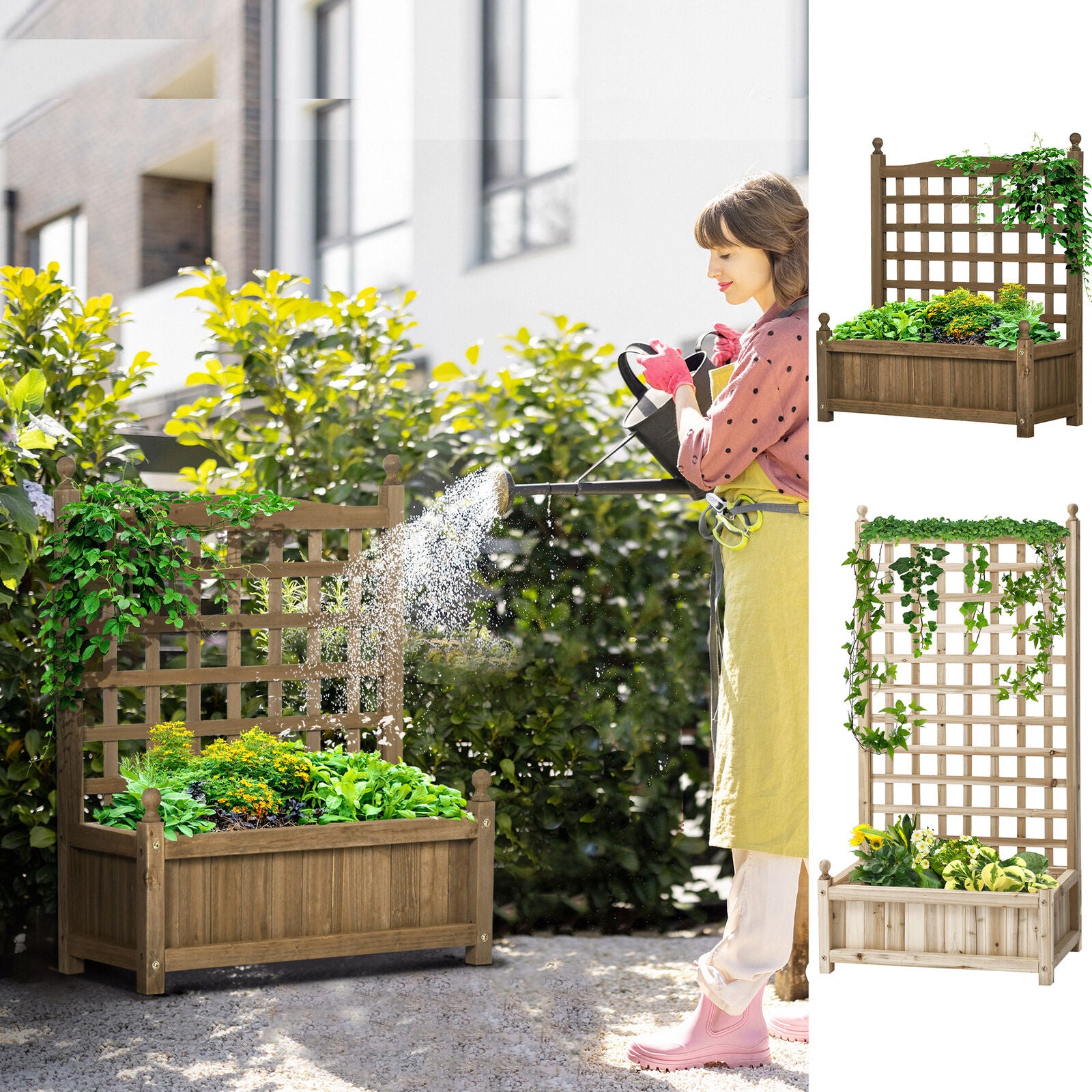 Garden Planters with Trellis for Climbing Vines Indoor Outdoor