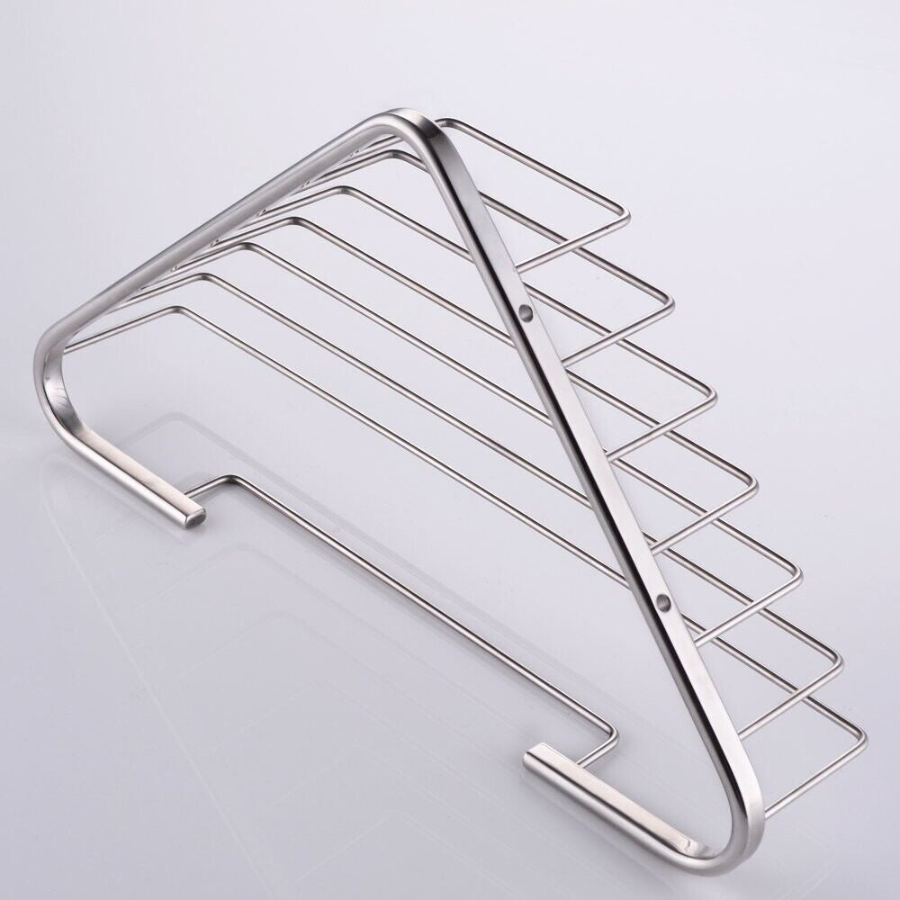 Bathroom Wall Mounted Corner Stainless Steel Caddy Storage Shelf Rack Basket