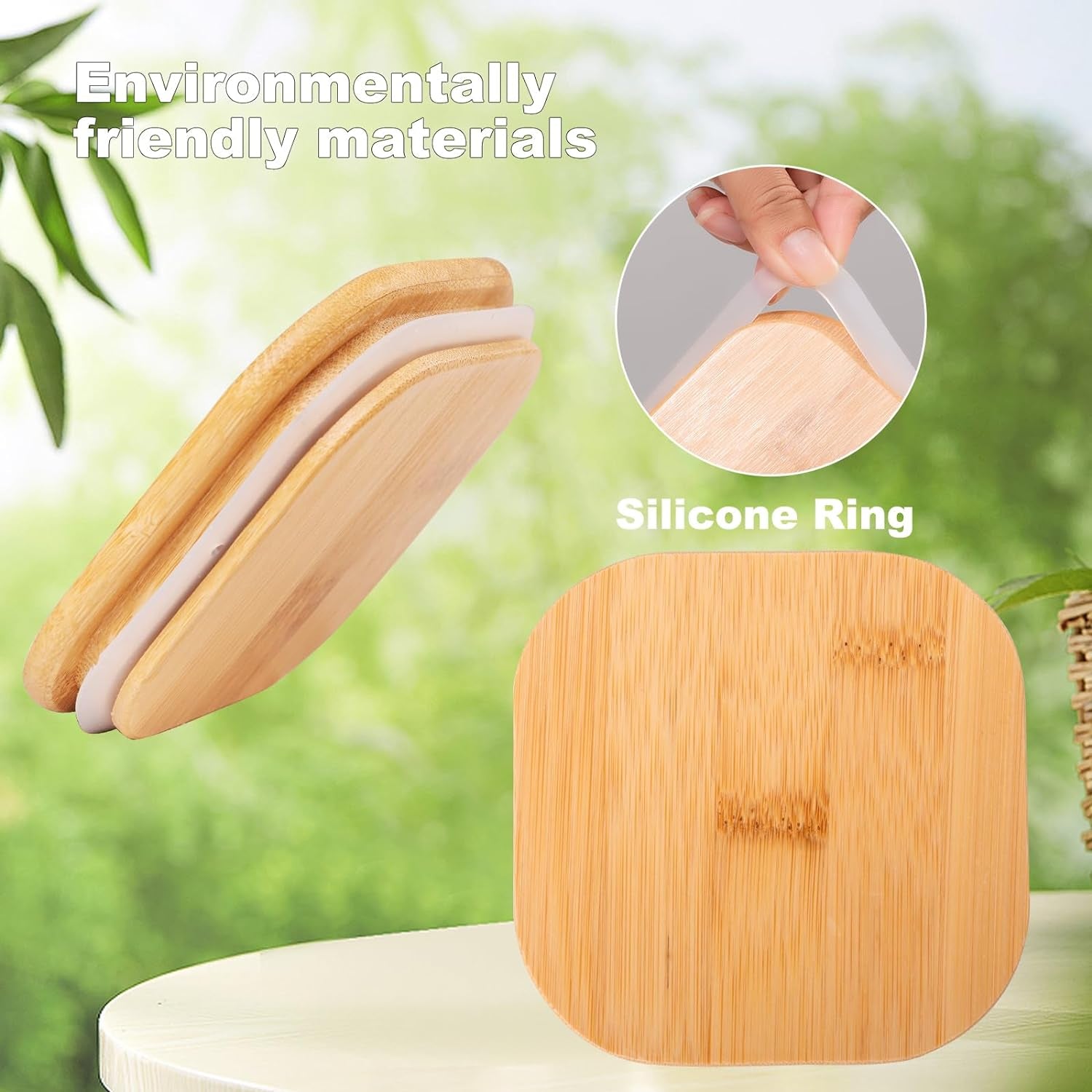 Glass Food Storage Jars 37 Oz Set of 6,Glass Storage Containers Clear Glass Food Canister with Bamboo Lid Airtight for Serving Tea, Coffee, Flour, Sugar, Candy, Cookie, Spice and More (Square)